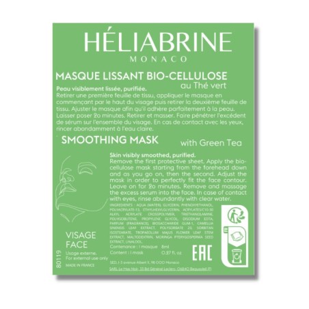 Masque Bio-Cellulose Lissant & Purifiant Thé Vert | ESTHE PRO DIFFUSION